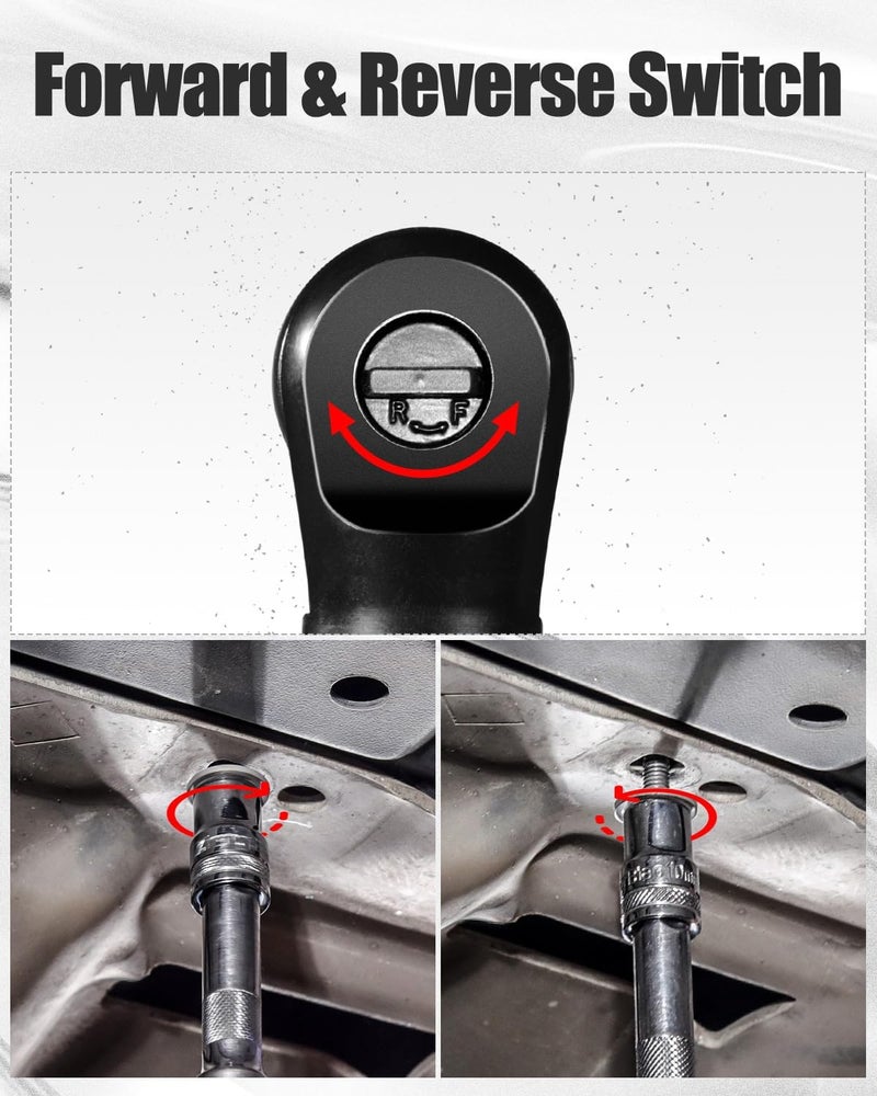 AVID POWER Cordless Electric Ratchet Wrench 3/8", 44.2 Ft-lbs 12V Power Ratchet Wrench Kit w/Two 2.0Ah Batteries, 1-Hour Fast Charger, Variable Speed and 10 Sockets - Image 3